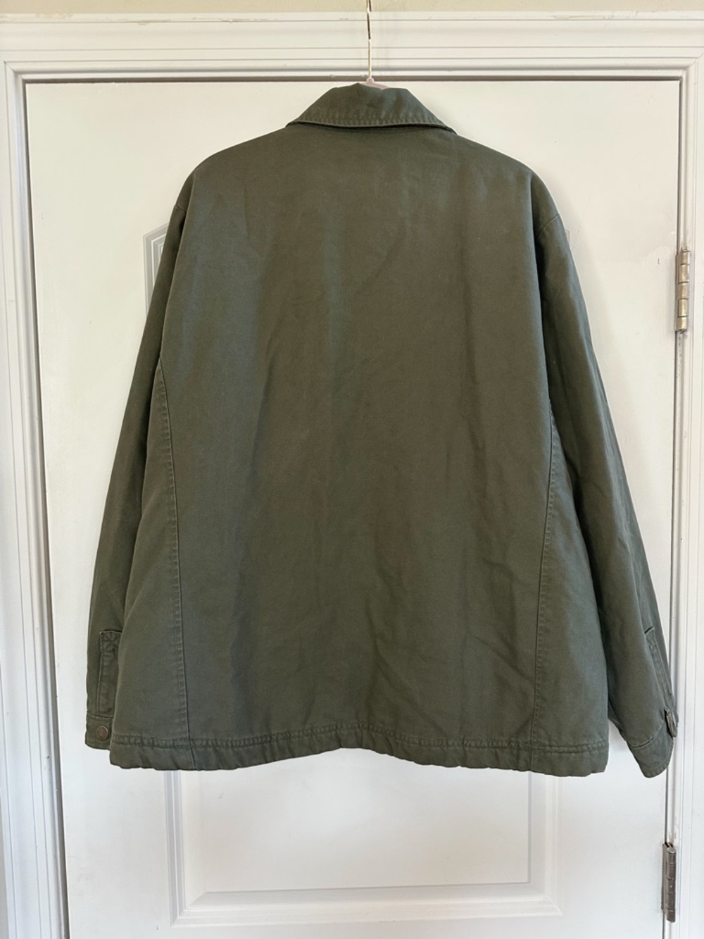 Vintage Woolrich Chore Coat Barn Field Jacket Cord Trim Blanket Lined LG Green - Picture 10 of 11